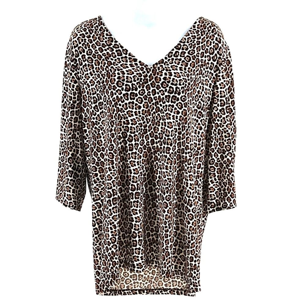 Michael Kors Leopard Print 3/4 Peekaboo Sleeve in Large